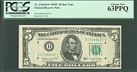 Fr.1964-D*, 1950C $5 Star Note, ChCU, PCGS63-PPQ